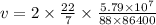 v=2\times\frac{22}{7} \times\frac{5.79\times10^{7} }{88\times86400}