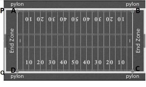 The numbers on the football field indicate 10 yards increments. you walk around the perimeter of the