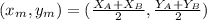 (x_{m},y_{m} )  = (\frac{X_{A} +X_{B} }{2}  ,\frac{Y_{A} + Y_{B} }{2})
