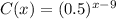 C(x)=(0.5)^{x-9}