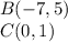 B(-7,5)\\C(0,1)