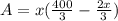 A=x(\frac{400}{3} -\frac{2x}{3})