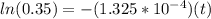 ln(0.35) = -(1.325 *10^{-4})(t)