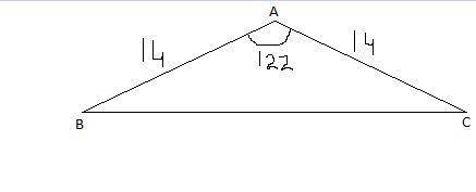 Suppose a triangle has two sides of length 14 and 14, and that the angle between these two sides is