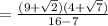 =\frac{(9+\sqrt{2})(4+\sqrt{7})}{16-7}