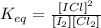 K_{eq} = \frac{[ICl]^{2}}{[I_{2}][Cl_{2}]}