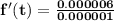 \mathbf{f'(t)=\frac{0.000006}{0.000001}}