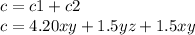 c=c1+c2\\ c=4.20xy+1.5yz+1.5xy