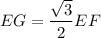 EG= \dfrac{\sqrt{3}}{2} EF \quad