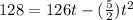 128=126t-(\frac{5}{2})t^{2}