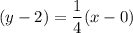 (y - 2) = \dfrac{1}{4}(x-0)
