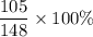 \dfrac{105}{148} \times 100 \%