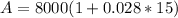 A=8000(1+0.028*15)