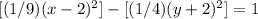 [(1/9)( x-2)^{2}]-[(1/4)( y+2)^{2}]=1