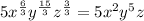 5x^{\frac{6}{3}}y^{\frac{15}{3}}z^{\frac{3}{3}} = 5x^2y^5z