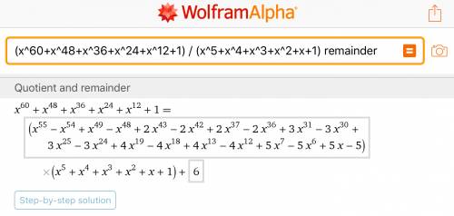 Let $g(x) = x^5 + x^4 + x^3 + x^2 + x + 1$. what is the remainder when the polynomial $g(x^{12})$ is