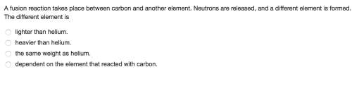 Afusion reaction takes place between carbon and another element. neutrons are released, and a differ