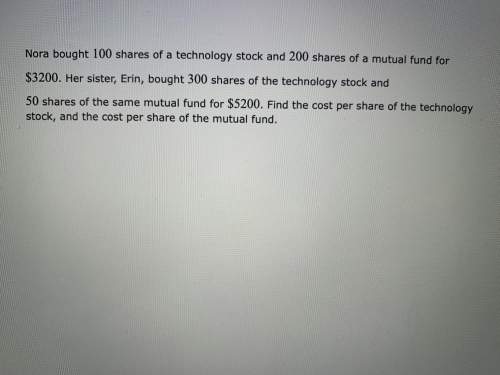 Nora bought 100 shares of a technology stock and 200 shares of a mutual fund for 3200. her sister, e