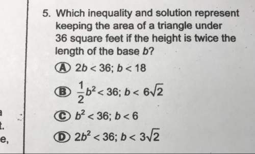 Which inequality and solution represent keeping the area of a triangle under 36 square feet if the h