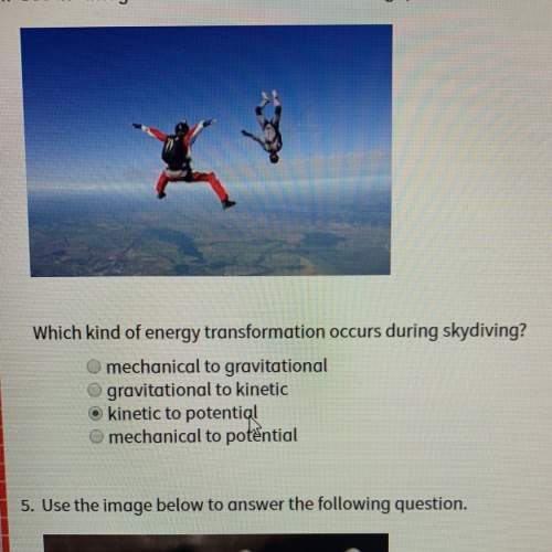 Which kind of energy transformation occurs during skydiving?
