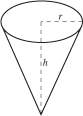 The volume, v, of the right circular cone with radius r and height h, shown below, can be found usin