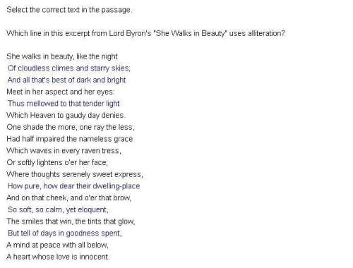 Select the correct text in the passage. which line in this excerpt from lord byron's "she walk
