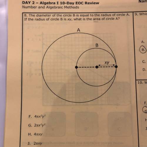 The diameter of the circle b is equal to the radius of circle a. if the radius of circle b is xy, wh