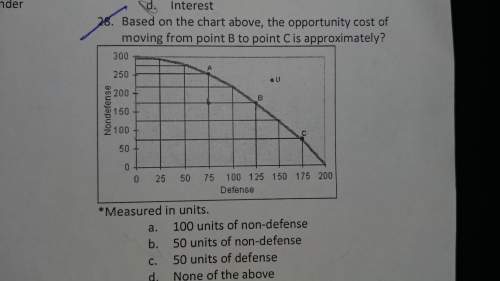 Based on the chart above the opportunity cost of moving from point b to point c is approximately