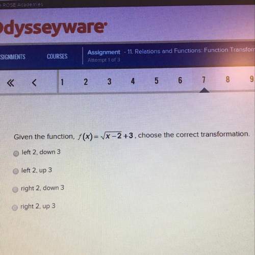 Given the function, f(x)=/x-2+3, choose the correct transformation.
