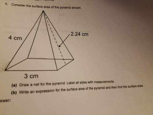 Consider the surface area of the pyramid shown. a) draw a net for the pyramid. label all sides