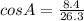 cosA= \frac{8.4}{26.3}