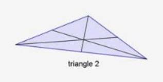 Which diagram shows the medians of a triangle?  triangle 1 triangle 2 triangle 3 triangle 4