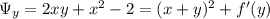 \Psi_y=2xy+x^2-2=(x+y)^2+f'(y)