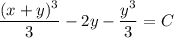 \dfrac{(x+y)^3}3-2y-\dfrac{y^3}3=C