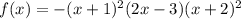f(x) = -(x + 1)^2(2x-3)(x + 2)^2