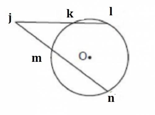 Secant jkl and jmn are drawn to circle o from an external point ,j. if jk=8,lk=4 and jm=6 what is th