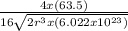 \frac{4 x (63.5)}{16  \sqrt{2 r ^{3} x (6.022 x 10^{23} )} }