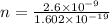 n=\frac{2.6\times 10^{-9}}{1.602\times 10^{-19}}