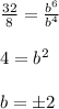 \frac{32}{8}=\frac{b^6}{b^4}\\\\4=b^2\\\\b=\pm2