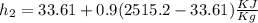 h_2=33.61+0.9(2515.2-33.61)\frac{KJ}{Kg}