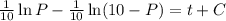 \frac{1}{10}\ln P-\frac{1}{10}\ln (10-P)=t+C