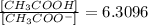 \frac{[CH_3COOH]}{[CH_3COO^-]}=6.3096