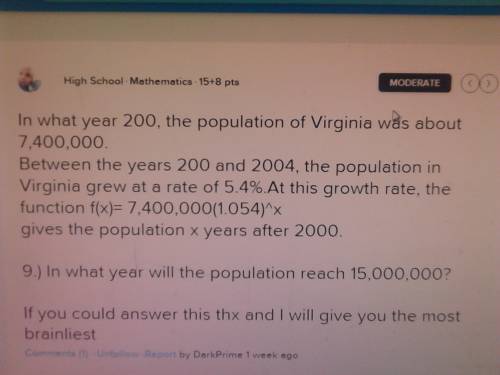 Eyear 2000, the population of virginia was about 7,400,000. een the years 2000 and 2004, the populat