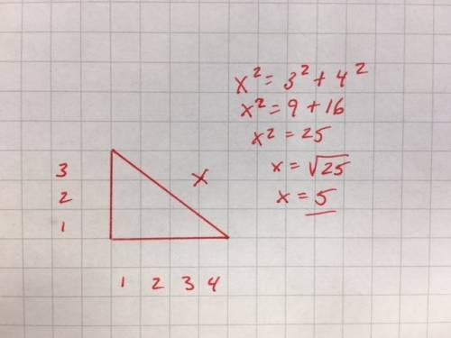 2. draw a right triangle with side lengths of 3, 4, and 5 units.