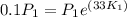 0.1P_{1} = P_{1}e^{(33K_{1})}
