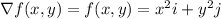\nabla f(x,y) = f(x, y) = x^2i+y^2j