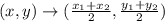 (x,y)\rightarrow (\frac{x_1+x_2}{2},\frac{y_1+y_2}{2})