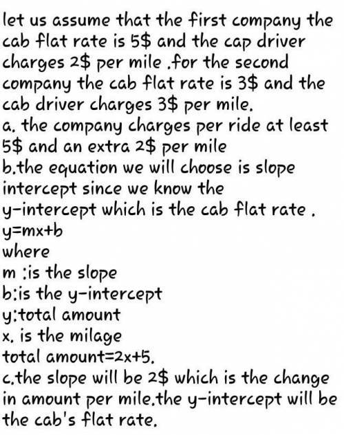 50pts and brainleist. i need the answers  cab companies often charge a flat fee for picking someone
