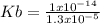Kb=\frac{1x10^{-14}}{1.3x10^{-5}}