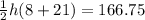 \frac{1}{2}h(8+21)=166.75